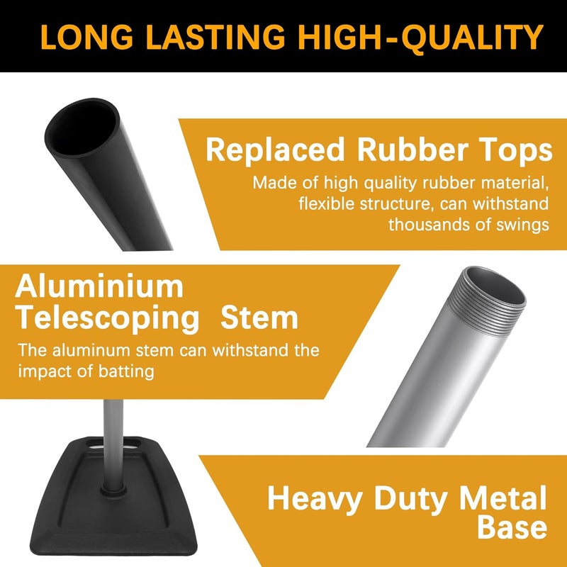 MHSLPD Baseball Tees for Hitting Adjustable Height Batting Tee 24" to 45" Easy Assemble Softball Tee with Rubber Top Heavy Duty Metal Base Hitting Tee for Kids/Youths/Adults - Image 2